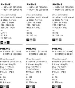 Aplica de perete LED 2700K PHEME auriu periat