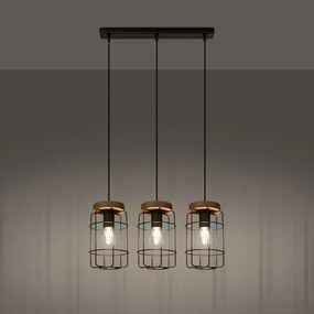 Lustră pe cablu Sollux SL.1264 GOTTO 3xE27/15W/230V negru
