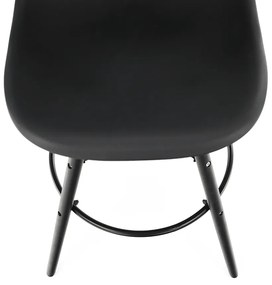 Scaun de bar, negru, plastic/lemn, CARBRY NEW