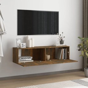 Comodă tv de perete stejar afumat 120x30x30 cm lemn compozit