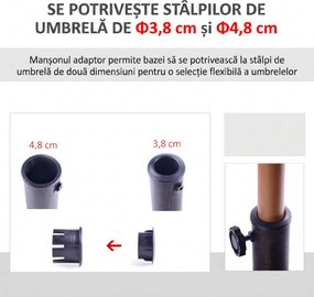 Outsunny Bază Rotundă pentru Umbrelă de Ø38 mm și Ø48 mm cu Mâner, Ø45x33 cm, Bronz | Aosom Romania