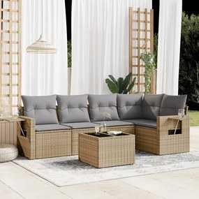 vidaXL Set canapele de grădină cu perne, 6 piese, bej, poliratan