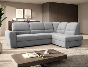 Colțar gri extensibil/cu spațiu de depozitare cu tapițerie din catifea (cu colț pe partea dreaptă/în formă de ”L”) Siber – ELTAP