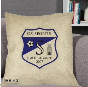 Perna Personalizata CS Sportul Simleu Silvaniei 2007, 40x40 cm, Crem, Husa Detasabila, Perna Inclusa, BEKZ®
