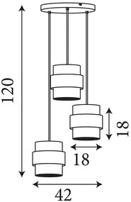 Lustra cu 3 pendule stil scandinav Royal chihlimbar