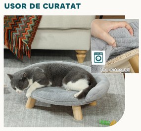 PawHut Canapea Înălțată pentru Câini și Pisici cu Spătar, 47x40x20 cm, Gri | Aosom Romania
