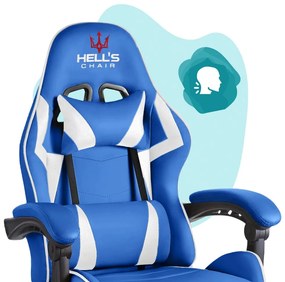Scaun gaming pentru copii HC - 1007 albastru cu detalii albe