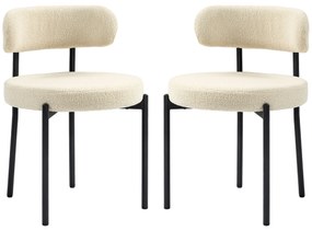 HOMCOM Set de 2 scaune de masă cu spătar din material textil și picioare din oțel 51 x 51 x 76 cm bej negru | Aosom Romania