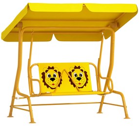 AIYAPLAY Leagăn pentru Copii cu Copertină Reglabilă și Centură de Siguranță, 120x112x75 cm, Galben | Aosom Romania