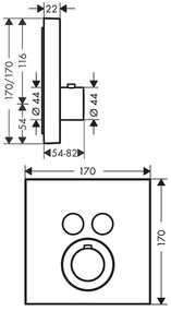 Baterie duș, Axor, ShowerSolution, termostatată, cu 2 ieșiri, alamă periată, 36715950