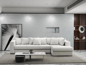 Colțar extensibil dumonde cu ladă de depozitare si sezut confortabil din spuma high-density, Gloria Euphoria Ivory II 320x183 cm