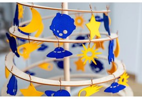 Set 8 decorațiuni de Crăciun din pâslă galbenă și albastră Spira Medium