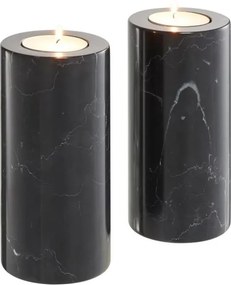 Set 2 suporturi pentru lumanari din marmura Tobor L negru 112682 HZ