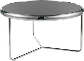 Masuta cafea SCARLET, negru/argintiu, sticla securizata/metal, 74x40 c