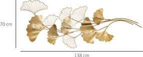 Decoratiune de perete 3D HOMCOM Moderna Frunze de Ginkgo Sculpturi de Perete Agatate Decor pentru Sufragerie | Aosom Romania