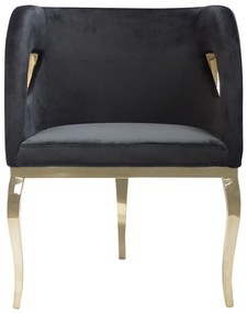 Fotoliu tapitat Morello negru/gold – H78 cm
