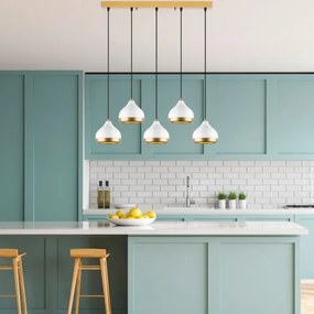 Lustră pe cablu YILDO 5xE27/40W/230V alb/auriu