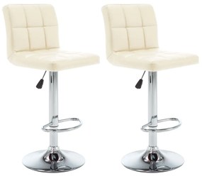 vidaXL Scaune de bar, 2 buc., crem, piele ecologică