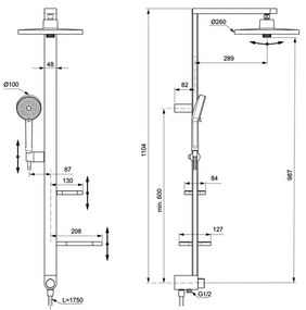 Coloana de dus mat Ideal Standard Alu+ fara baterie