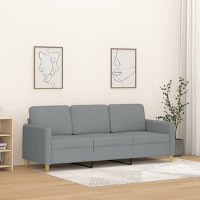 vidaXL Canapea cu 3 locuri, gri deschis, material 180CM textil