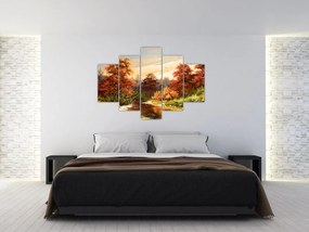 Tablou - Râu în peisaj de toamnă (150x105 cm)