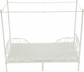 Pat metalic cu baldachin,  alb, 90x200, ADELISA