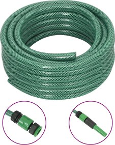 vidaXL Furtun de grădină cu set de racorduri, verde, 0,5", 10 m, PVC