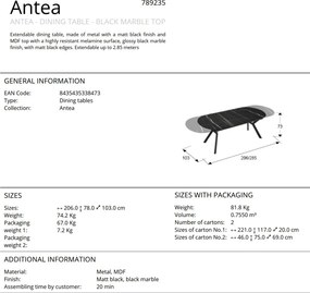 Masa dining extensibila design lux Antea
