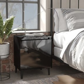 805848 vidaXL Noptiere cu picioare metal 2 buc negru extralucios 40x30x50 cm