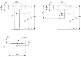 Lavoar Ideal Standard Connect Cube 60x46 cm, alb - E794501