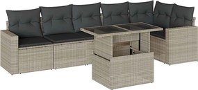 vidaXL Set canapele de grădină cu perne, 7piese gri deschis poliratan