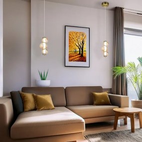 Pendul LED pe cablu BOLLA LED/12W/230V Ø 16 cm auriu/bej fumuriu