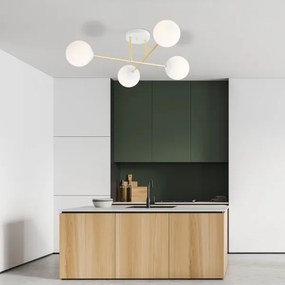 Lustră pe tijă MAGNUM 4xE14/10W/230V alb/auriu