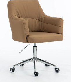 HR840K Scaun Caramel Piele Ecologica Premium Soft cu Bază Cromata