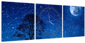 Tablou - Lupul urlând la lună (cu ceas) (90x30 cm)