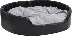 vidaXL Pat pentru câini, negru/gri, 99x89x21 cm, pluș/piele ecologică