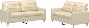 vidaXL Set de canapele cu perne, 2 piese, crem, textil