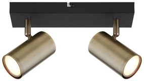 Spot ROBBY 2xGU10/35W/230V negru/alamă Globo 57911-2M