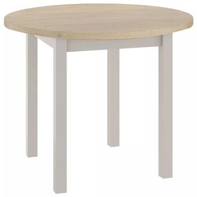 Masă de bucătărie Adam - 80 cm diametru, stejar cremona / crem