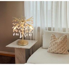 Veioza metal auriu mat, cristale de sticla QUEENA