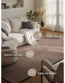 Covor taupe țesut manual din lână 120x180 cm Eleni Taupe – Hanse Home