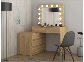 Masă de toaletă cu oglindă LED Nicole stejar craft