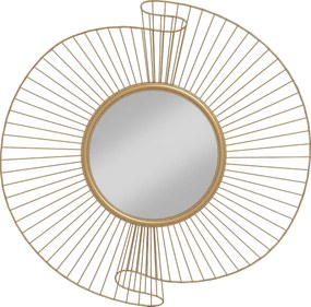 HOMCOM Oglindă Decorativă de Perete Rotundă, Design Modern cu Benzi Metalice și Ramă Plisată, Pentru Sufragerie, Dormitor și Hol, 60x60 cm, Auriu | Aosom Romania