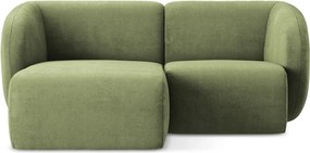 Colțar verde cu tapițerie din chenille (cu colț pe partea stângă/cu șezlong) Lani – Makamii