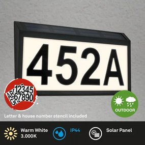 Briloner 3797015 - Placă iluminată solar pentru număr de casă, LED/0,5W/1,2 IP44
