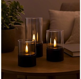 Brilliant - Set 3x lumânări LED BOUGIE LED/2xAA IP44 negru/fumuriu