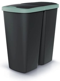 Coș de gunoi DUO negru, 45 l, verde/negru