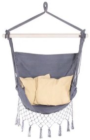 Hamac tip scaun, cu 2 perne, gri, max 150 kg, 130x100 cm, Springos