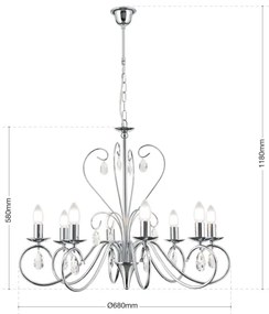 Lustră de cristal pe lanț Orion LU 1658/8 ALESSIA 8xE14/40W/230V crom lucios