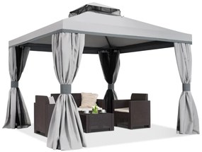 Pavilion de grădină cu plasă de țânțari și perdele Valencia 3x3 gri Garden Point